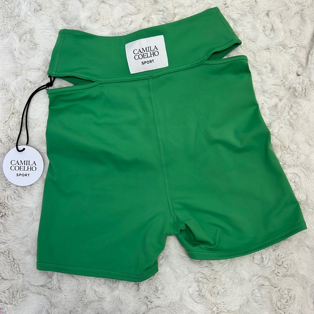 Camila Coelho Cut Out Athletic Shorts Green‎ Sz XS